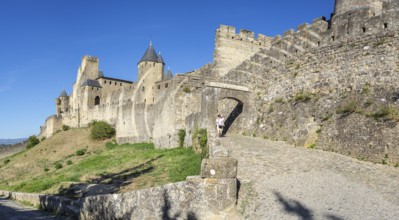 Aude gate, Carcasona, fortified villa, Aude, Languedoc-Rosellón region. French Republic