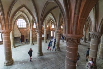 Inteior of Mont Saint Michel Abbey in Normandy, France