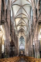 Dol-de-Bretagne, France, July 25, 2018: Interior view of the Cathedral of Saint Samson. The