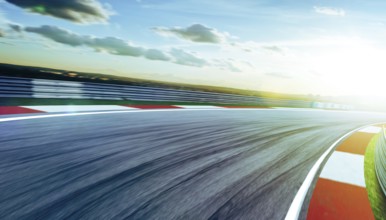 Motion blurred racetrack, cold mood
