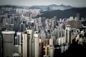 Skyscrapers of Hong Kong which is visible from the Victoria Peak. Shooting Location: Hong Kong