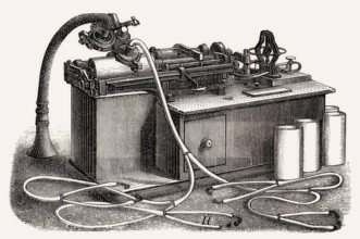 Historical illustration, 19th Century, Phonograph by Thomas Alva Edison