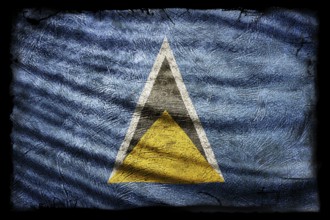 Saint Lucia Flag, Grunge Texture Background