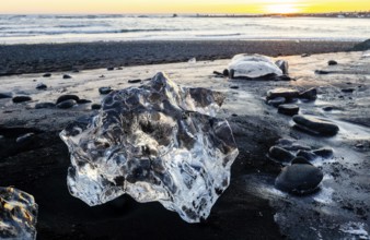 Diamond Beach at the Glacier Lagoon Jökulsarlon in Iceland, Europe, Iceland