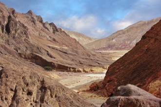 Multi-colored mountains of Eilat, Israel. Warm day in January. The road to the Pillars of Amram