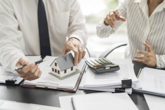 Real estate investment Property insurance and security. Real estate agent offer house