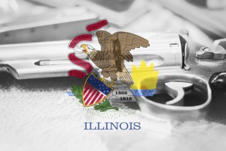 Illinois flag (U.S. state) Gun Control USA. United States Gun Laws