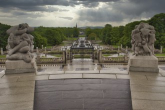 Oslo, Norway, May 2015: View on Frogner Park as seen from Monolith monument by Vigeland