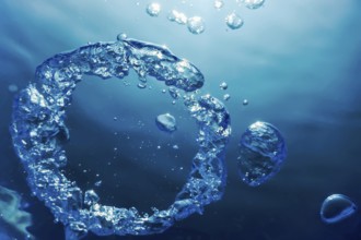 Underwater Air Bubbles with Sunlight. Underwater Background Air Bubbles