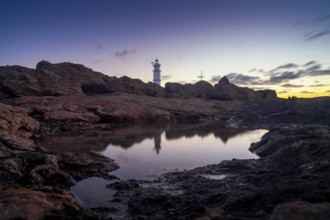 A long exposure view of the Cap de ses Salines Lighthouse on Mallorca at sunrise