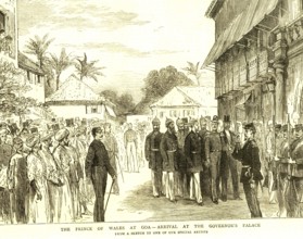 The Prince of Wales at Goa, the Graphic 1st January 1876, arrival at the Governor's palace, India