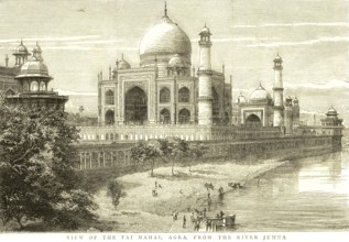 View of Taj Mahal from river Jamuna, Agra, Uttar Pradesh, India
