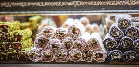 Load of traditional turkish delight lokum sugar coated soft candy