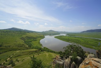 Summer hike in the most beautiful natural places of Buryatia, stop by the river