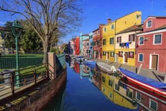 Burano island, famous for its colorful fishermen's houses, in Venice, Italy