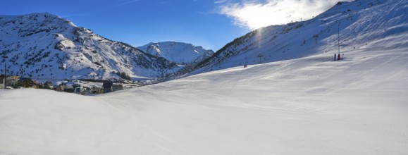 Candanchu skyline in Huesca on Pyrenees at Spain