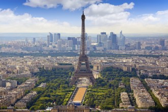 Paris Eiffel tower and skyline aerial view in France
