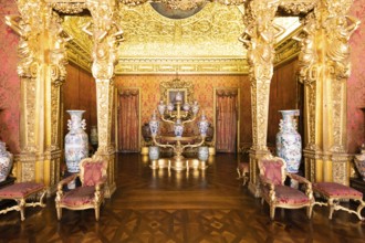 Turin, Italy, April, 2023: Royal Palace Chinese Cheramics Room. Luxury elegant ancient interior,