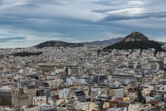 Athens, Attica, Greece, 12 26 2019 View over Athens, taken from the Acropolis hill