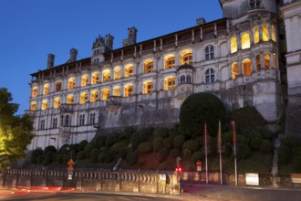 Nightfall in the castle of Blois, Loire valley, France