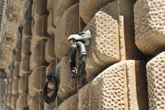 Alhambra, Granada, Andalusia, Spain, Close-up of an antique door knocker on a stone wall, Alhambra,