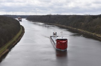 Heavy load carrier, cargo ship ALEXIA sailing in the Kiel Canal, Kiel Canal, Kiel Canal,