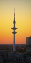 Heinrich Hertz Tower at sunset, television tower in St. Pauli, popularly known as Telemichel,