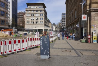Construction site at Willy-Brandt-Platz and pedestrian zone in Essen, Ruhr area, independent city,