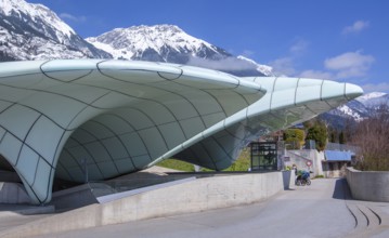 Mountain station of the Hungerburg cable car designed by architect Zaha Hadid, Innsbruck, Inntal,