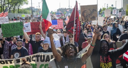 Detroit, Michigan USA - 14 June 2025 - Thousands gathered for a 'No Kings' rally, protesting