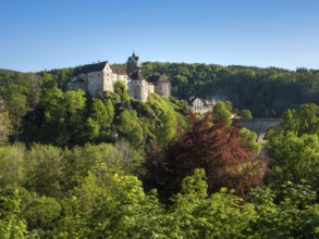 View of Loket Castle, Loket, Bohemia, Western Bohemia, Karlovy Vary, Karlovy Vary Region,