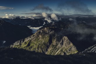 Sunrise hike on the Hochplatte near Halblech in the Ammergau Alps, Ammergebirge in the Allgäu,
