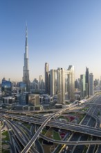 Dubai skyline, Burj Khalifa tallest building in the world, United Arab Emirates