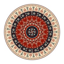 Traditional Polish embroidery round symbol, vector template. Isolated objects over white background