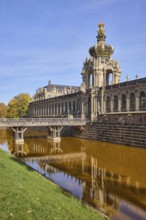 Dresden Zwinger, Baroque architectural style, Crown Gate with bridge, Wallgraben, Long Gallery,