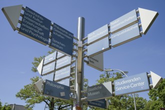 Signpost, Freie Universität, Dahlem, Steglitz-Zehlendorf, Berlin, Germany