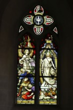 Artistic church window, art glazing, stained glass, Rhineland-Palatinate, Germany