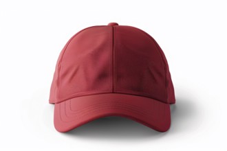 Single red baseball cap hat on white background. Generative AI, AI generated