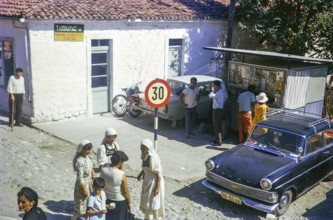 People women wearing traditional clothing street of Stari Bar, Montenegro, former Yugoslavia,