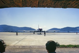 De Haviland Comet aeroplane at the airport, Ibiza, Balearic Islands, Spain 1967