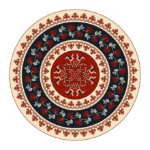 Traditional Polish embroidery round symbol, vector template. Isolated objects over white background