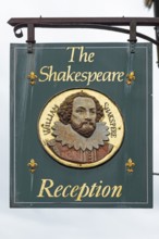 Pub sign, The Shakespeare, Stratford-upon-Avon, Warwickshire, England, United Kingdom
