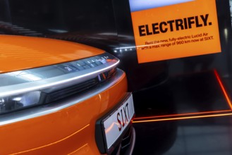 Düsseldorf Airport. Presentation by car hire company SIXT of the Chinese electric vehicle Lucid Air