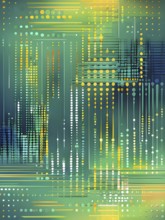 Abstract symbol for artificial intelligence, lines, dots and pattern, vibrant green and yellow