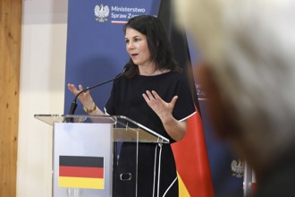 Foreign Minister Annalena Bärbock at a joint press conference with her Polish counterpart, Foreign