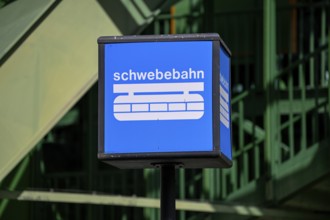 Suspension railway sign, Wuppertal, Bergisches Land, North Rhine-Westphalia, Germany