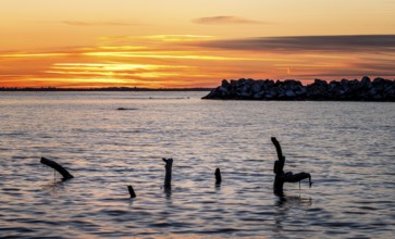 Sunset at the Baltic Sea near Lohme, Rügen, Mecklenburg-Western Pomerania, Germany