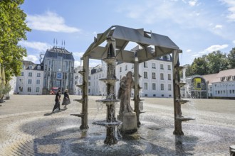 Fountain, fountain house, castle, castle square, Saarbrücken, Saarland, Germany