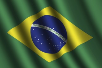 The Brazilian flag flying in the wind