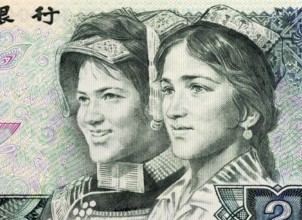 Hyger and Yen Yien Youths on 2 Yuan 1980 Banknote from China